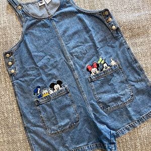 Embroidered Disney Overall Shorts